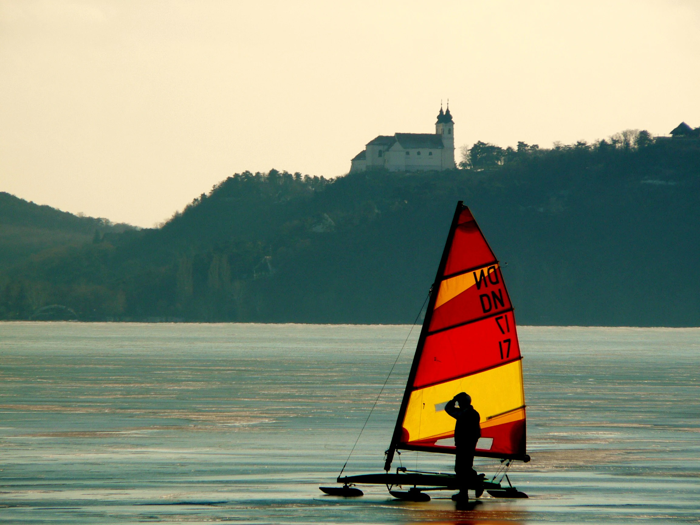 Iceboat on Lake Balaton