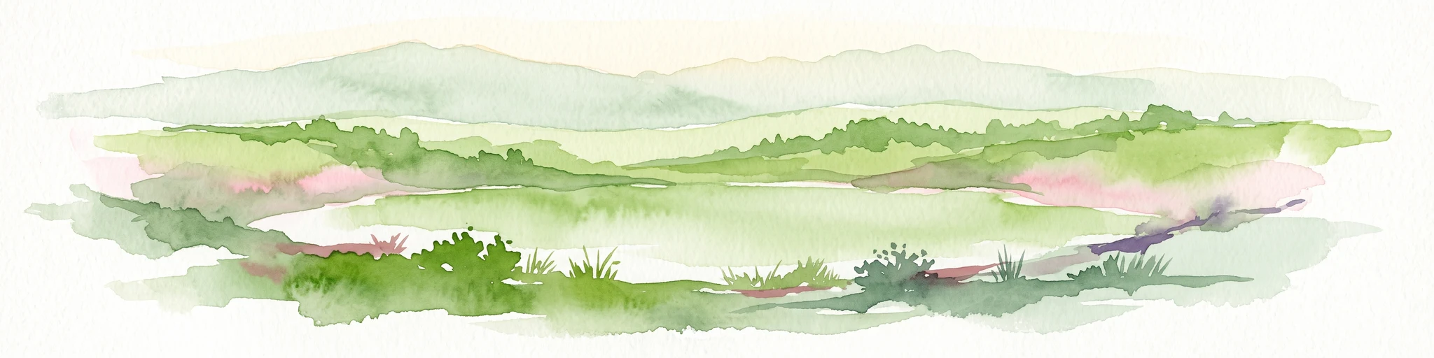 A soft watercolor illustration of a circular lake within a shallow impact crater, characterized by pale green and earthy tones against a white background.