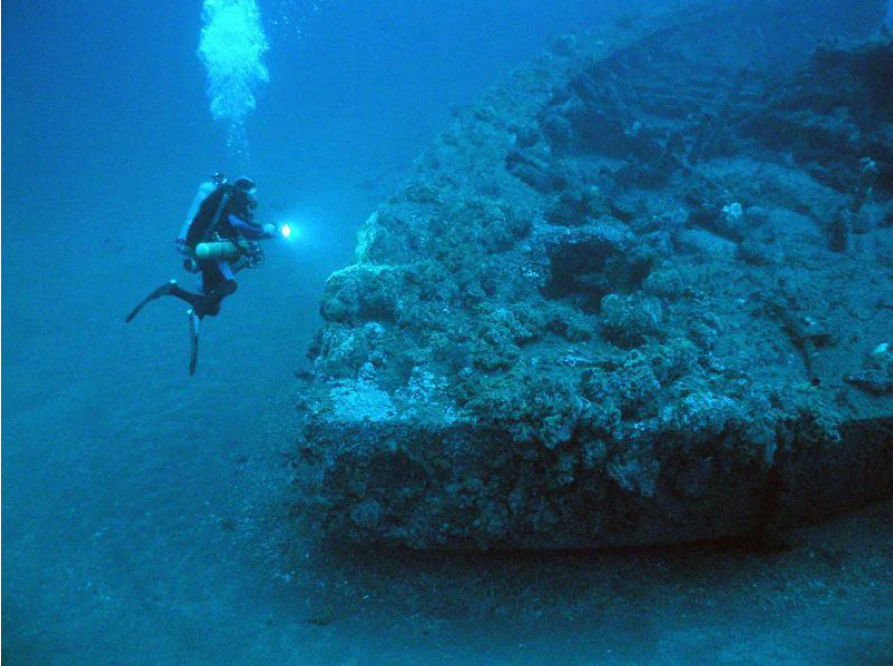 Diver at USS Monitor wreck