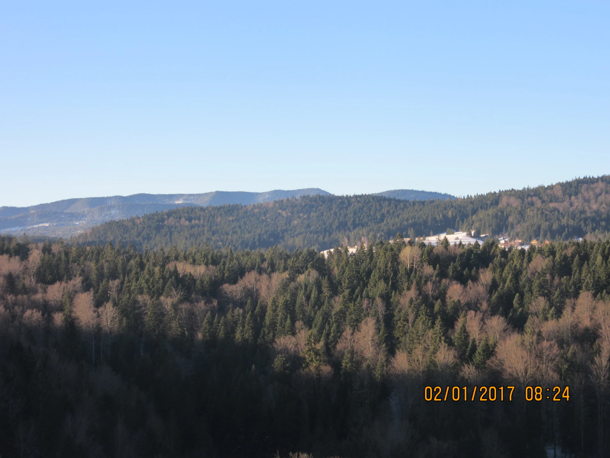 Panoramic landscape of Tara National Park showing forested hills, mountains, and clear blue sky